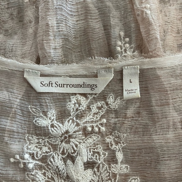 Soft Surroundings 100% Silk Tea Dyed Boho Embroidered Tunic - Picture 9 of 11